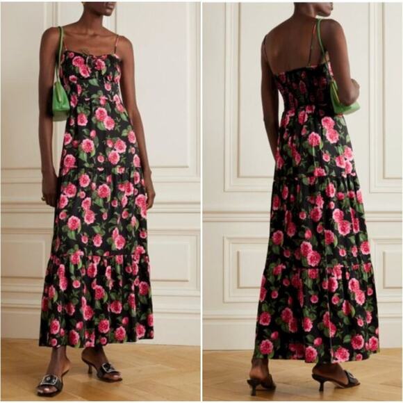 NEW $495 ALICE + OLIVIA Chantay Smocked Floral Poplin Maxi Dress - Picture 1 of 10